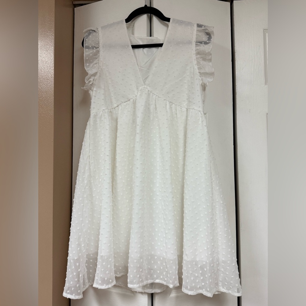 White Sleeveless Kids Dress